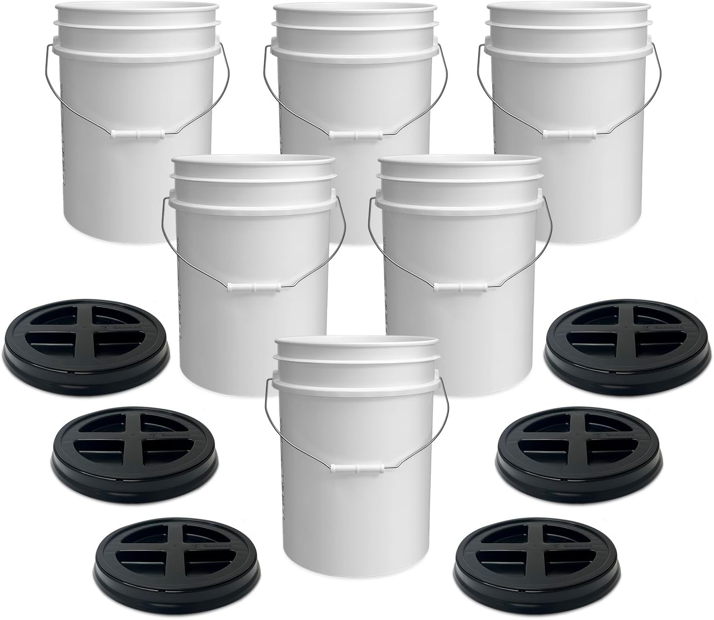 5 Gallon White Bucket with Black Gamma Seal Lid for Storage