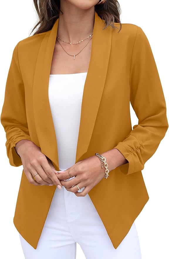 GRECERELLE Women's Blazer Suit Open Front Cardigan for Office