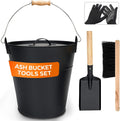 3.5 Gallon Metal Ash Bucket with Lid and Shovel for Fireplaces