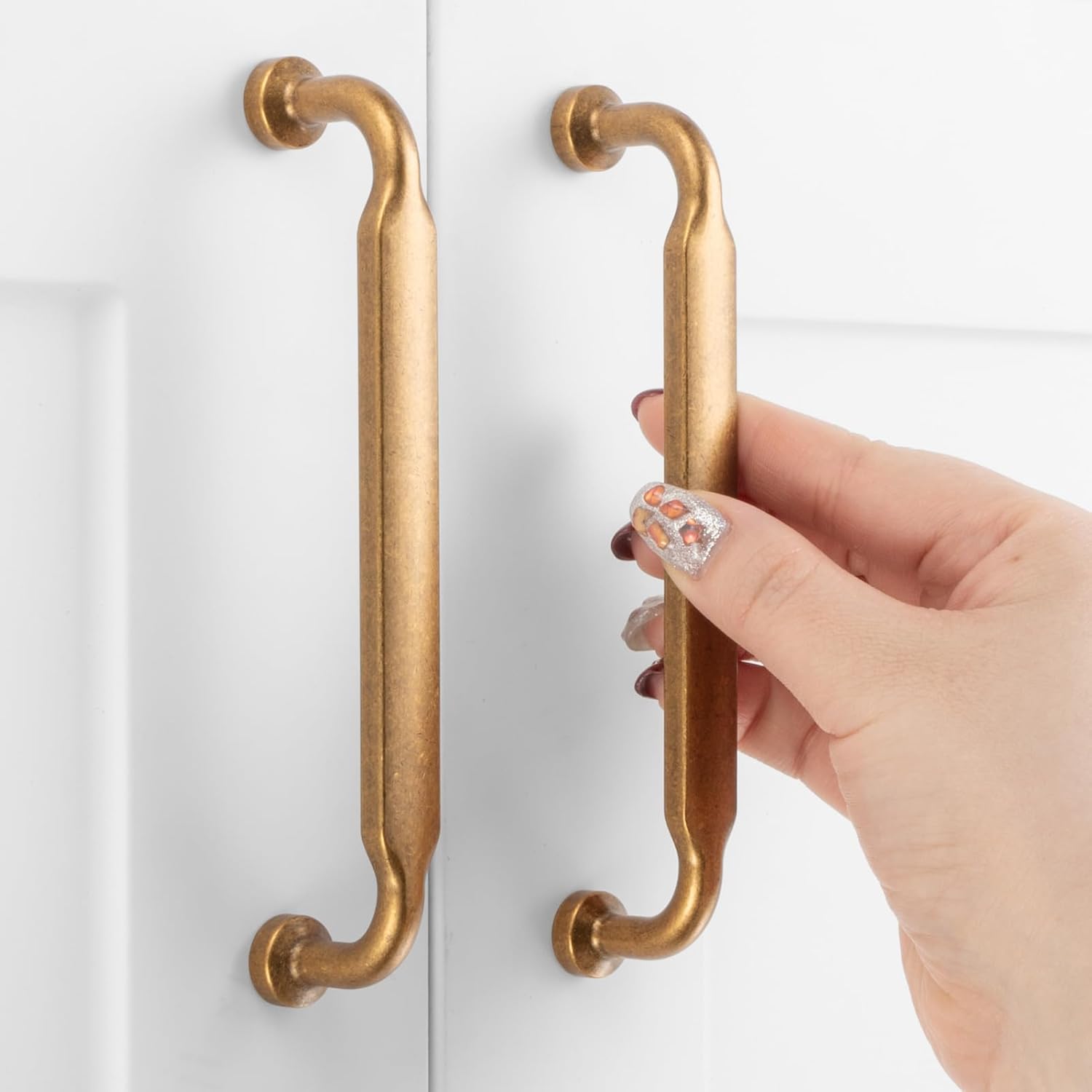 Antique Brass Cabinet Pulls - Vintage 5 Inch Hole Centers Set