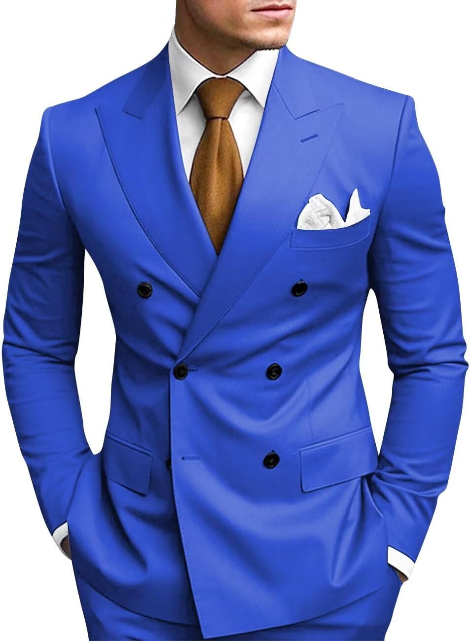 2 Piece Double Breasted Suit for Men - Slim Fit Blazer Set