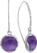925 Sterling Silver Gemstone Earrings for Women - Elegant Amethyst