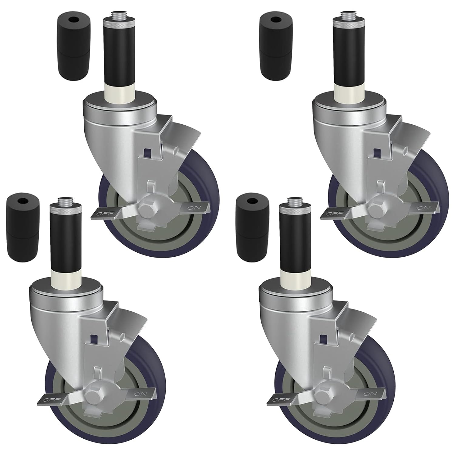 3 Inch Expanding Stem Caster Wheels for Table Legs Set of 4