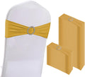 100PCS Spandex Stretch Chair Sashes Bows Elastic Cover Bands - Gold