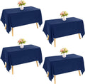 Navy Blue Rectangle Polyester Tablecloth 60x102 in 4-Pack - Durable