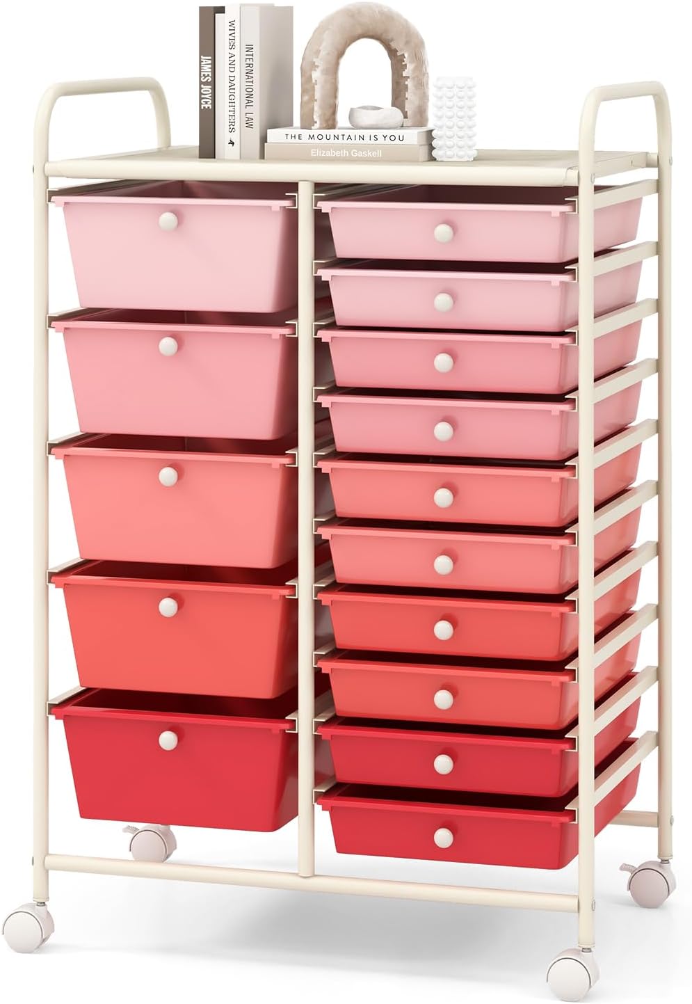 COSTWAY 15 Drawers Storage Cart for Home Office Organization