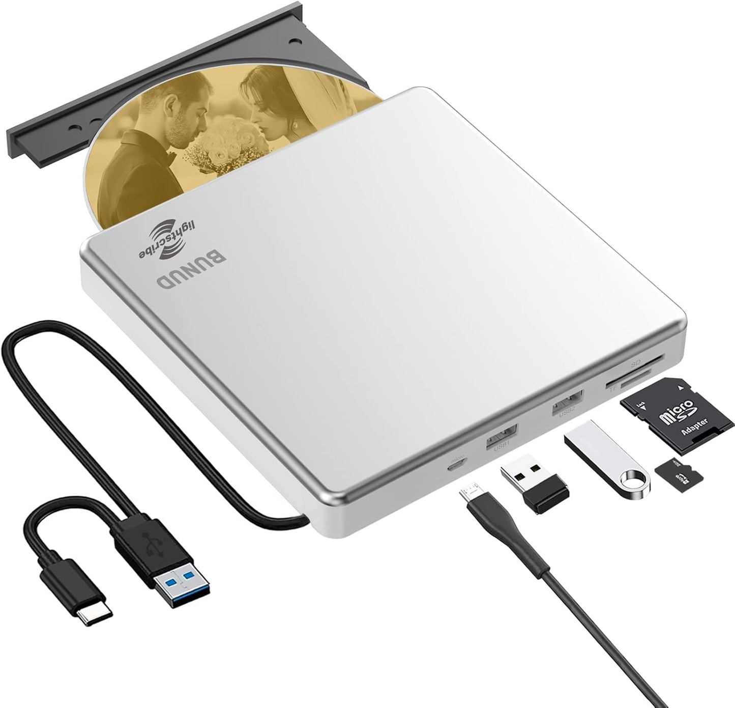 External CD DVD Drive with LightScribe Function for Laptops