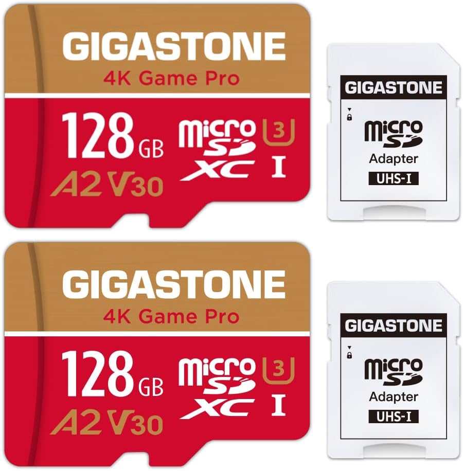 5-Yrs Free Data Recovery! Gigastone 128GB 2-Pack Micro SD Cards - 4K Game Pro MAX