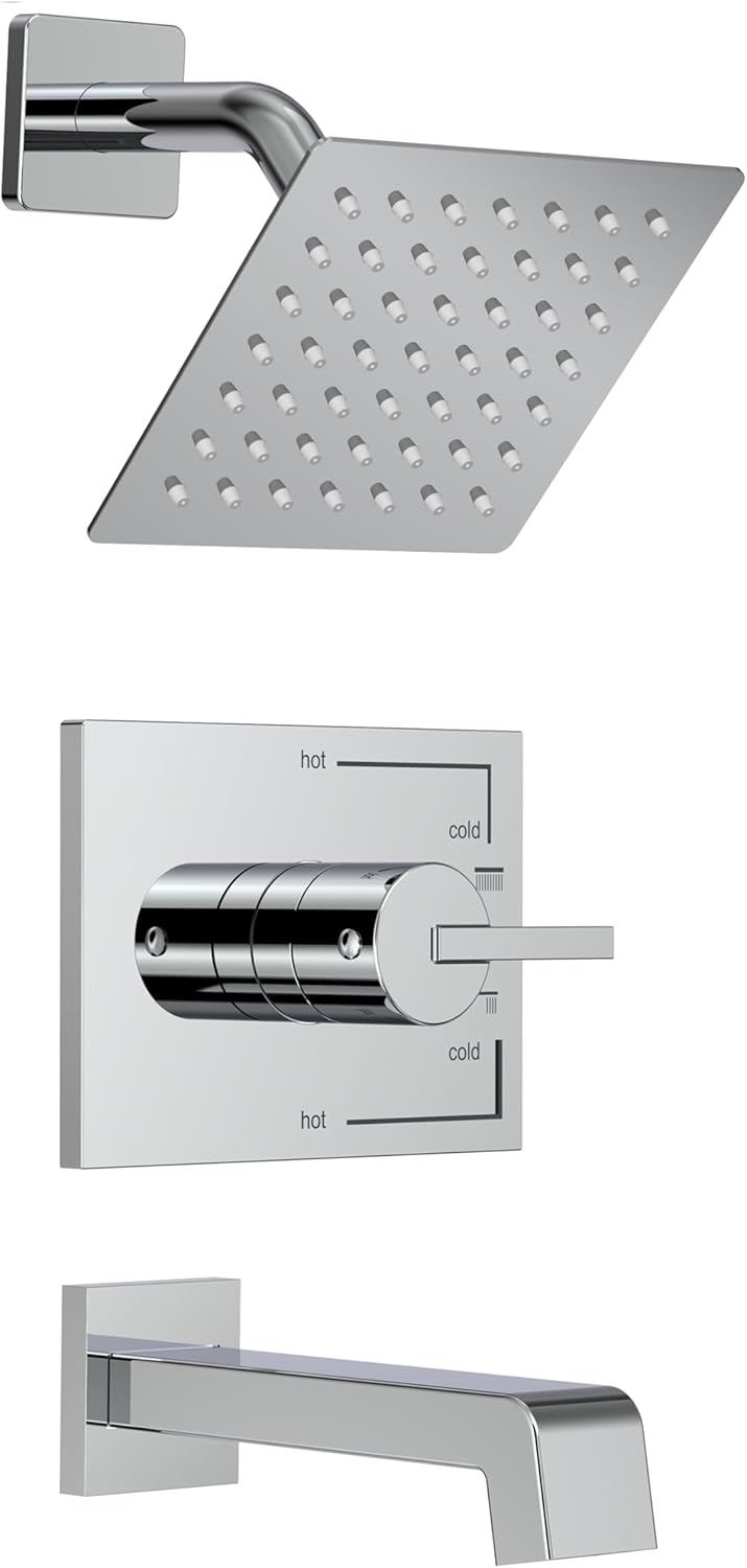 Shower Faucet Set with 6-Inch Rainfall Shower Head and Tub Spout