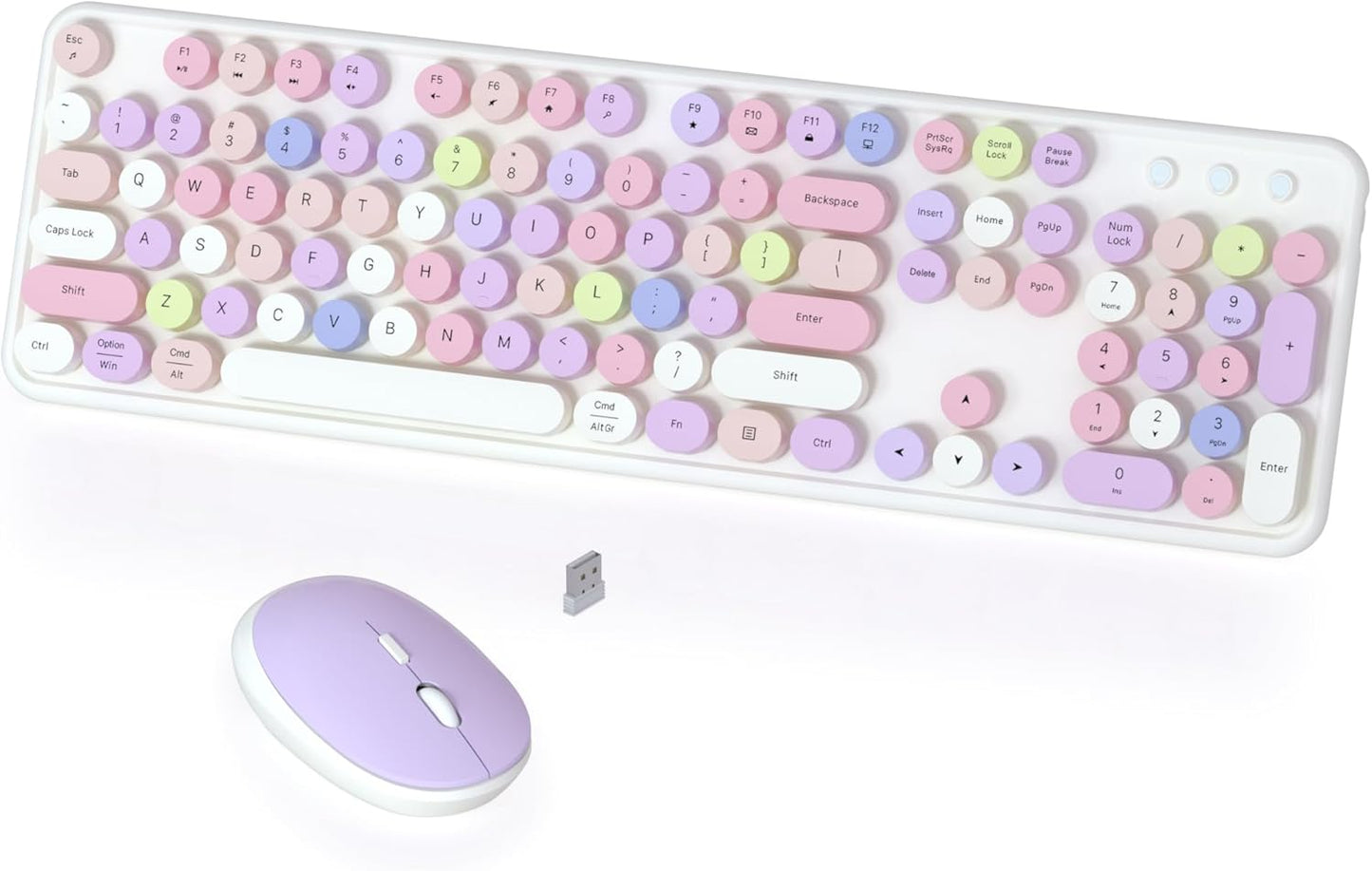 Colorful Wireless Keyboard and Mouse Combo for PC and Laptop