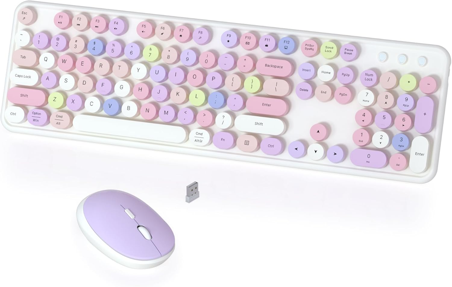 Colorful Wireless Keyboard and Mouse Combo for PC and Laptop