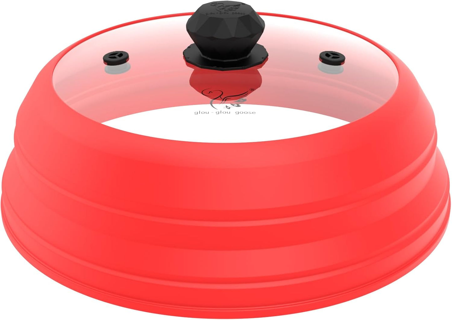 Vented Glass Splatter Guard: 10.8 Silicone Lid - Red