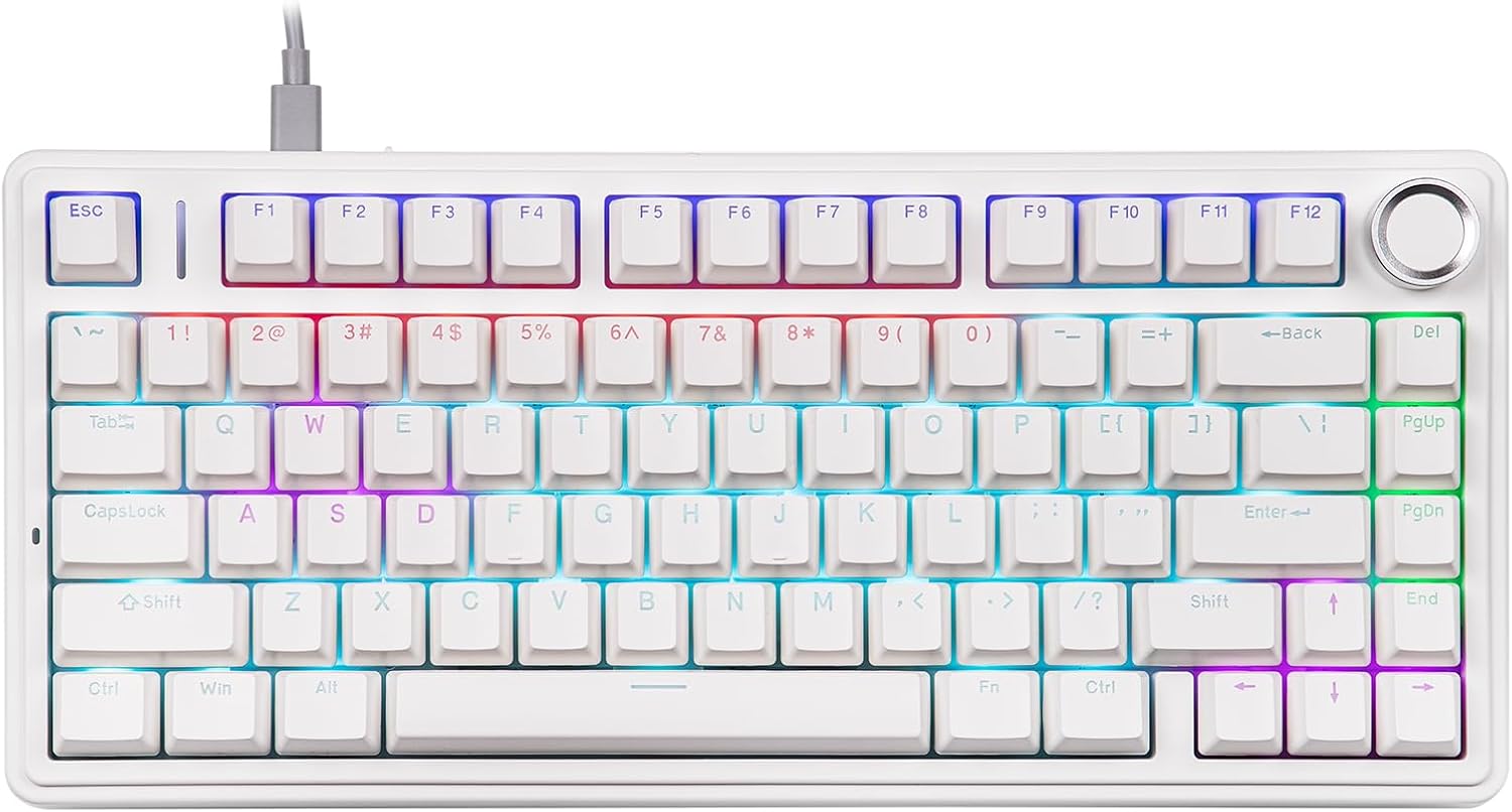 EPOMAKER F75-Wired 75% Gaming Keyboard with Knob and Features
