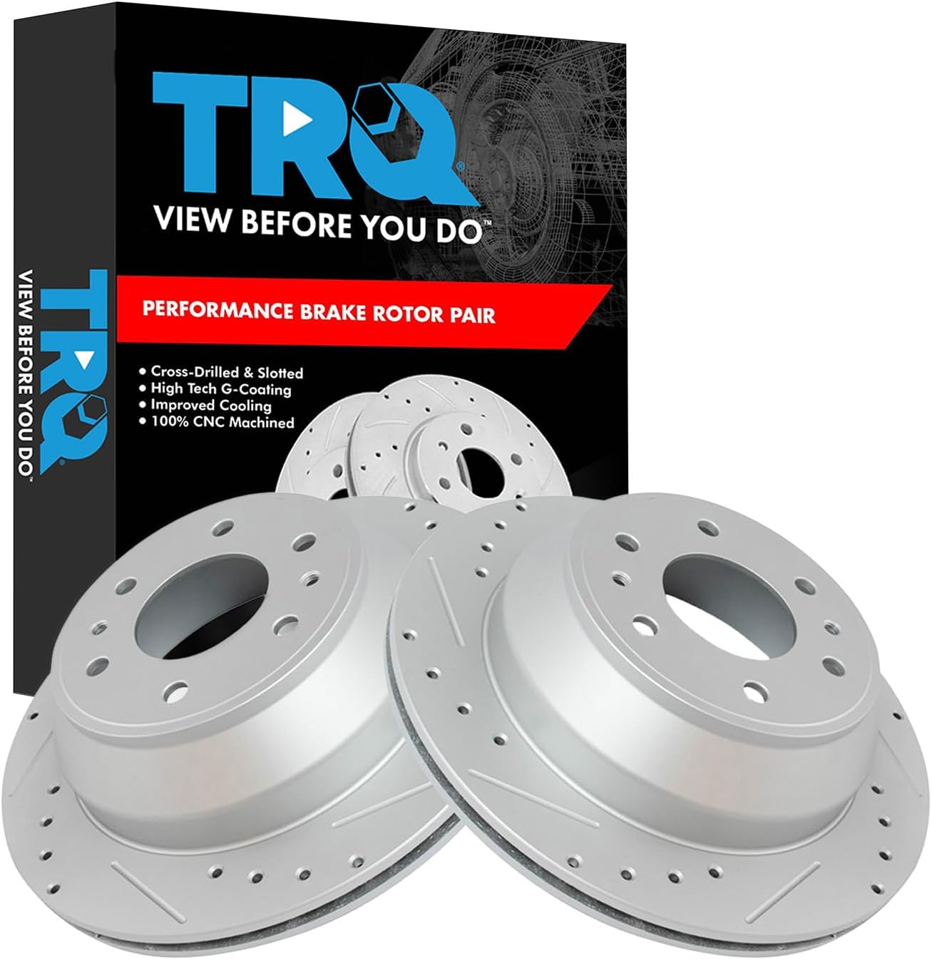 TRQ Rear Performance Brake Rotor Set for 9-7X and More