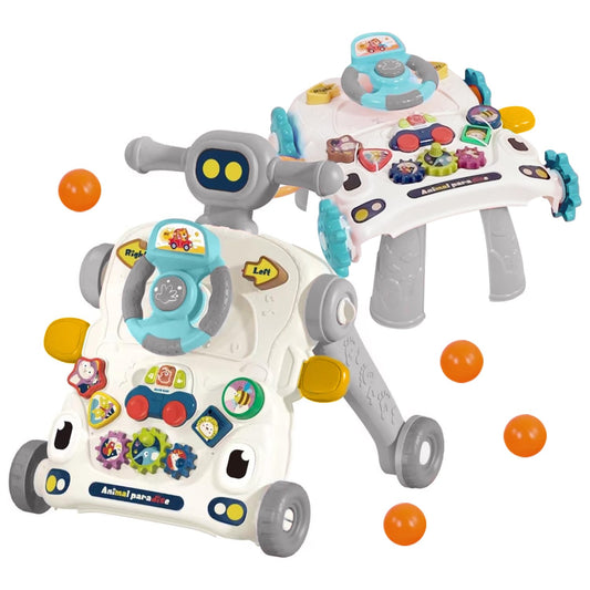3-in-1 Baby Walker - Stand, Push, Play! (Grey)