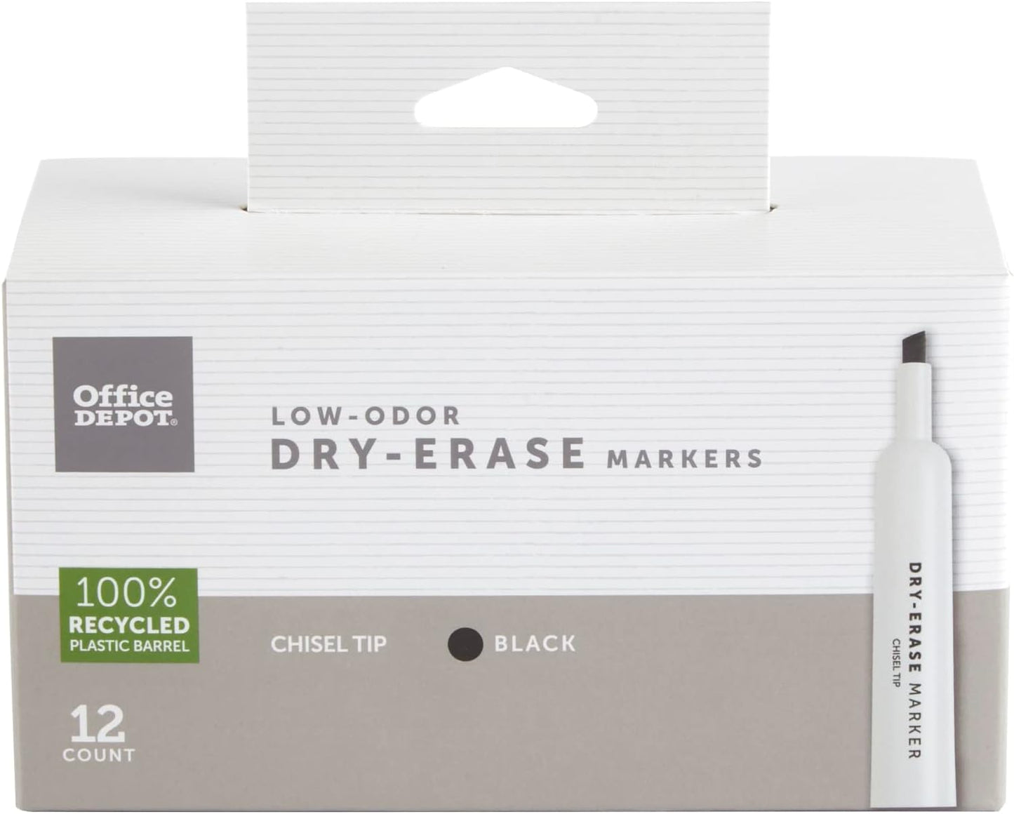 Office Depot Low-Odor Black Dry Erase Markers, Pack of 12