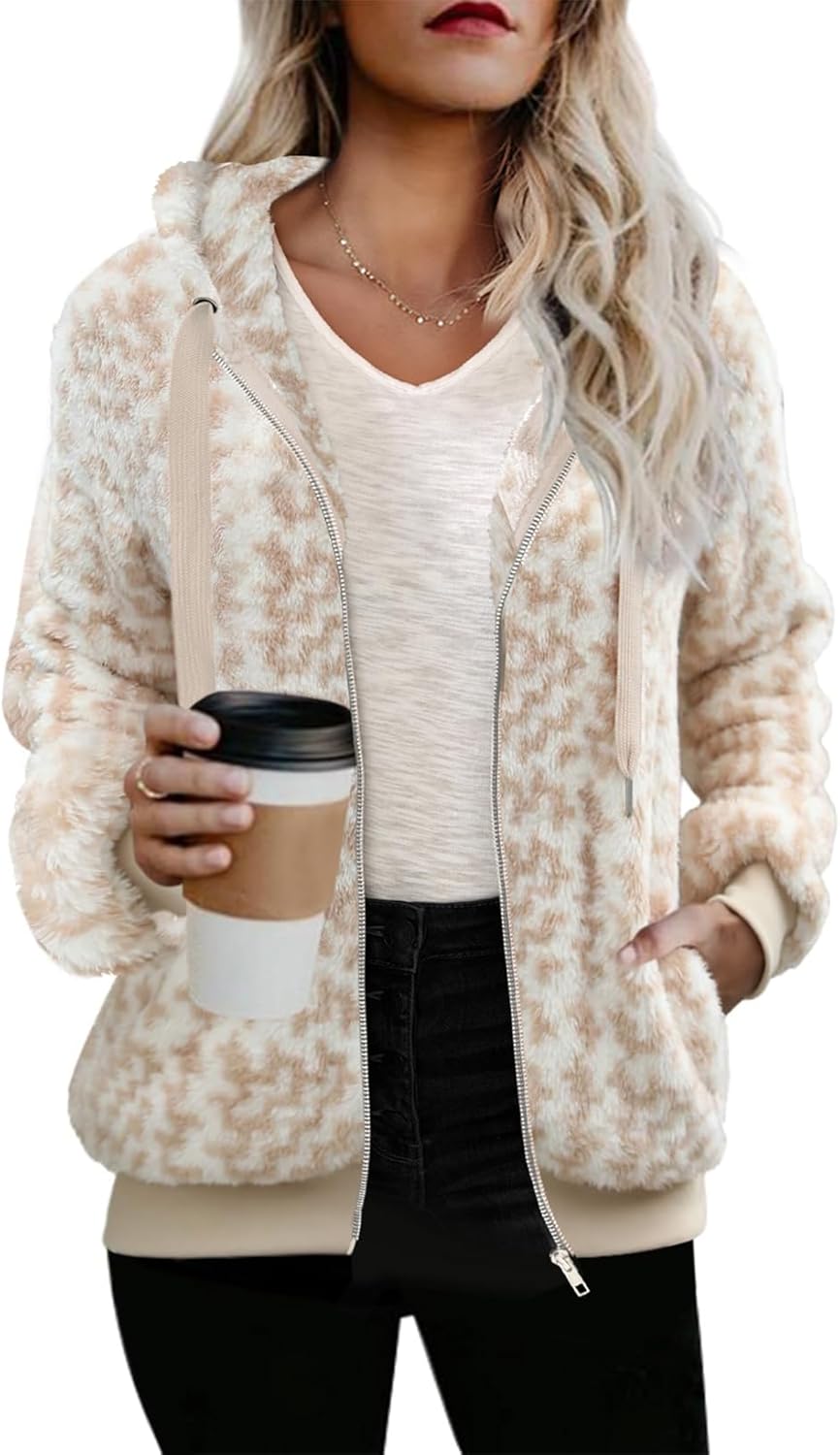 Nirovien Womens Sherpa Jacket Cozy Zip Up Fleece Hoodie