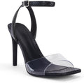 Coutgo Womens Clear Heels Sandals Square Toe Ankle Strap - Elegant is