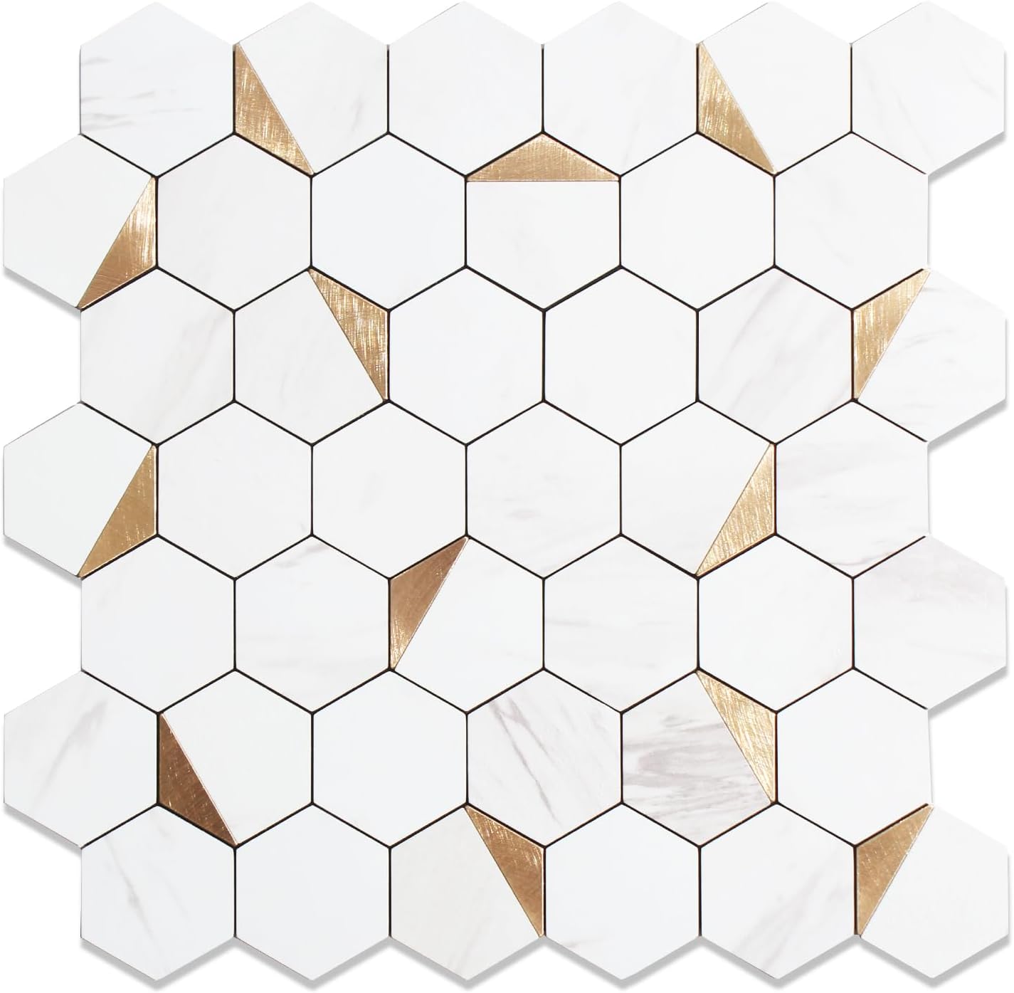 10-Sheet Hexagon Peel and Stick Backsplash Tile for Kitchen