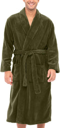 Mens Plush Bath Robe XL Forest Green - Thick Warm Fleece