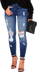 KUNMI Women's Skinny Ripped Trendy Jeans Distressed (Style RZJQ)