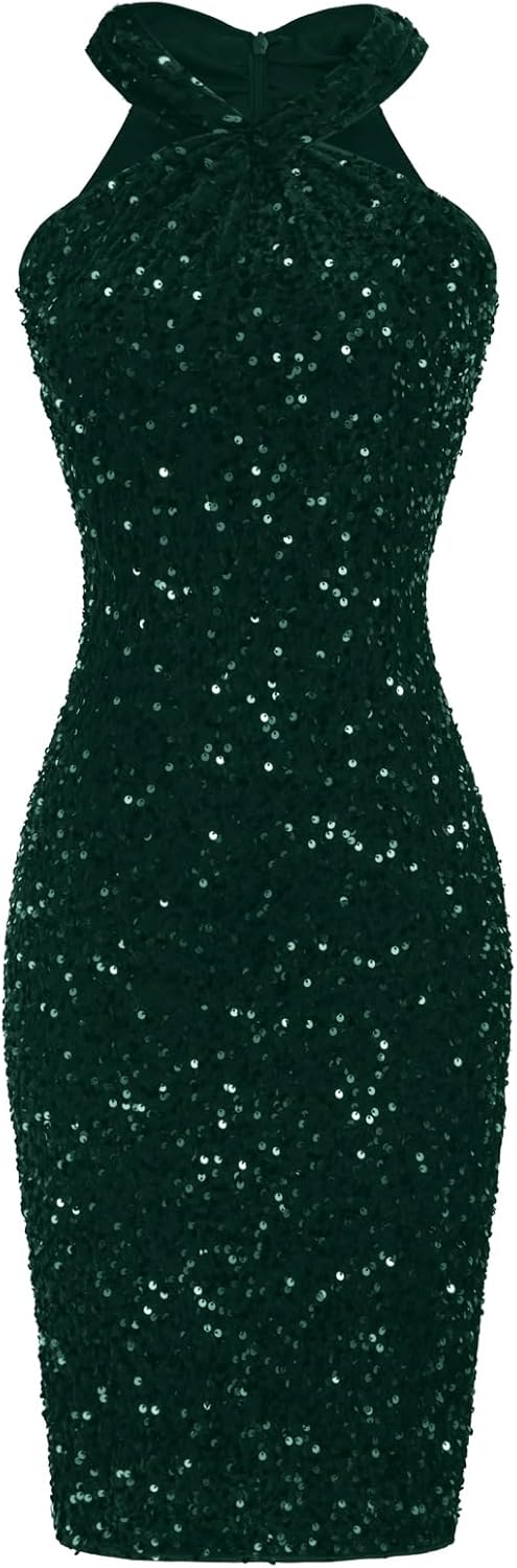 Stunning Sequin Dress for Women - Sparkly Halter Bodycon Style