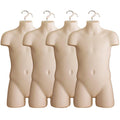 DisplayTown Child Torso Dress Form 4-Pack - Stackable 5T-7 Display Set