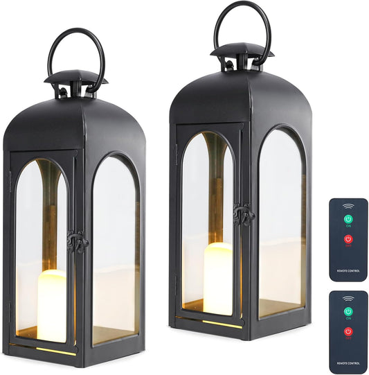 Bdor 2 Pack 16 Inches Decorative Lanterns with Wax Effect