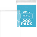 15 in x 15 in Clear Reclosable Zip Bags, 200 Count - Bulk Durable