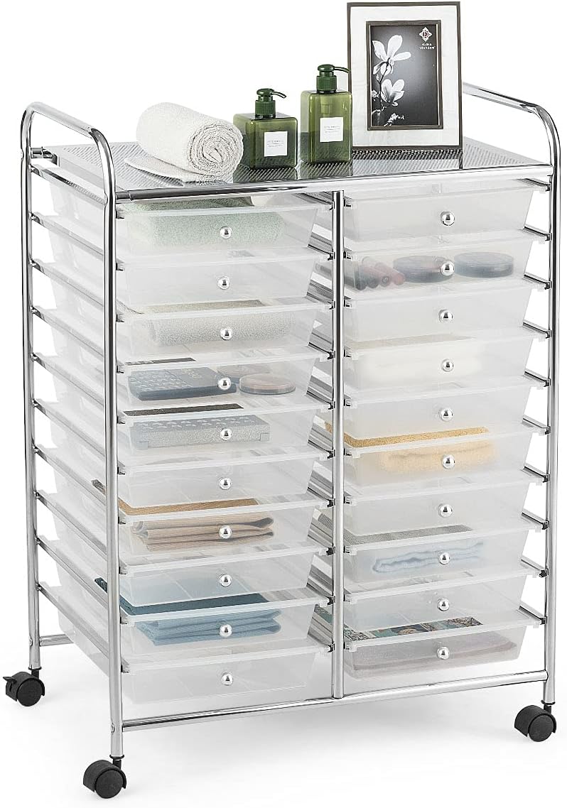 GOFLAME 20-Drawer Rolling Storage Cart for Home Office & Crafts
