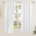 LAMIT White 100% Blackout Linen Curtains, 63 in - Light Blocking