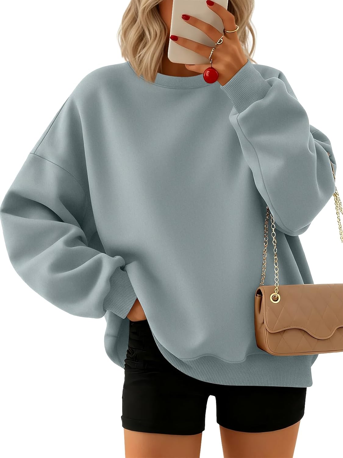 Trendy Queen Oversized Crewneck Sweatshirts for Women Fashion