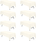 Ivory Tablecloths for 8 ft Rectangle Tables 60 x 126 in - 8 Pack