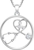YL Stethoscope Necklace Sterling Silver Medical Pendant - Elegant