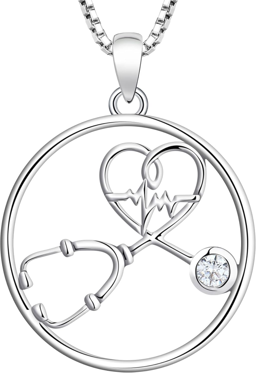 YL Stethoscope Necklace for Medical Professionals in Silver