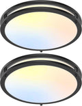 2-Pack 50W Dimmable Flush Mount Ceiling Lights 16in Black - 5 Color