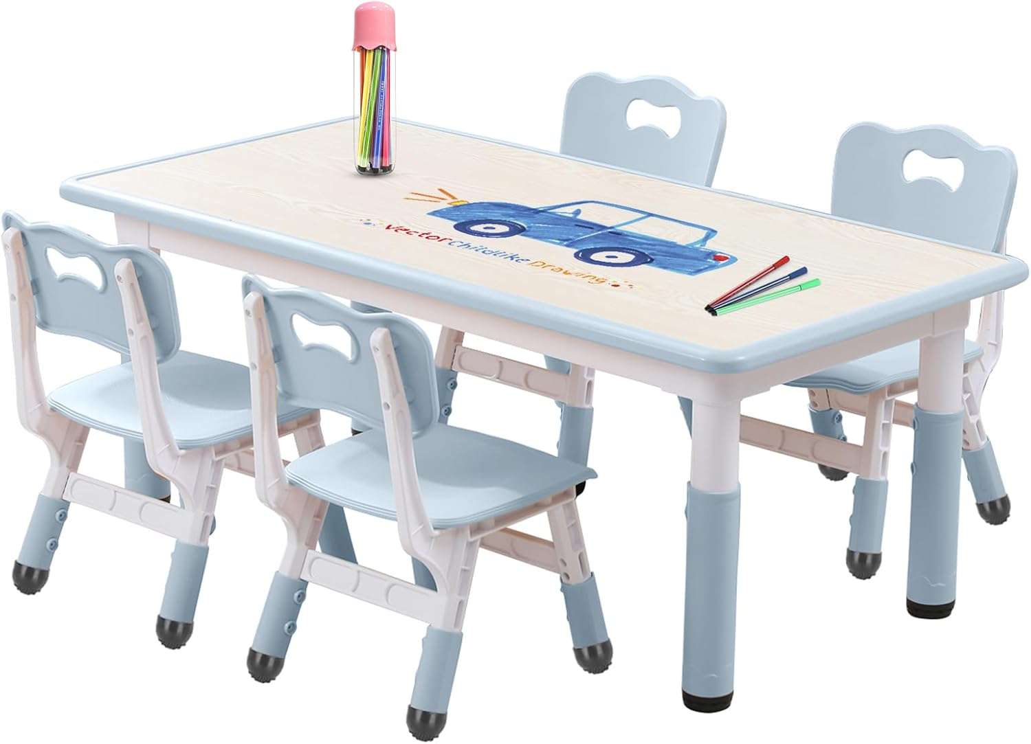 Kids Table and Chair Set for Toddlers - Adjustable Activity Center