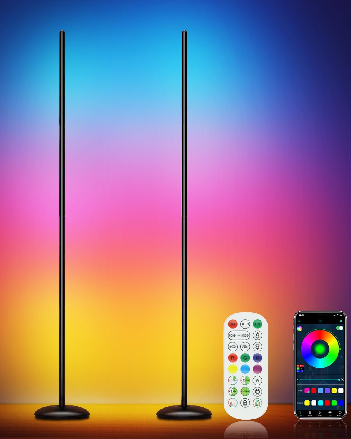 Smart LED Corner Floor Lamp with App Control and Music Sync