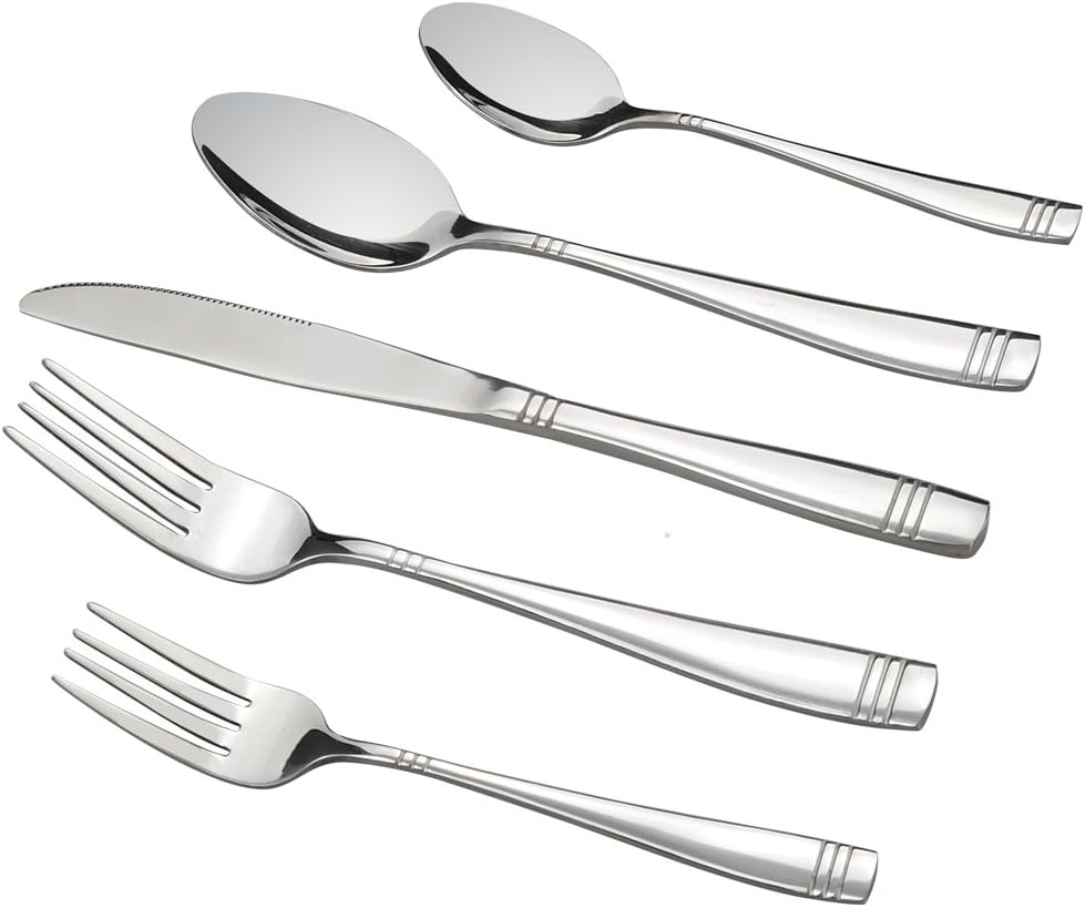 Obstnny 80-Piece Flatware Set for 16 - Modern Stainless Steel