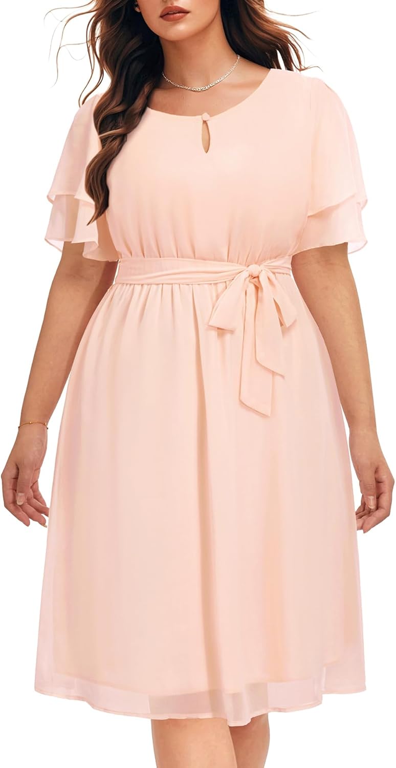 Chic Plus Size Dresses for Wedding Guests - Elegant Chiffon Style
