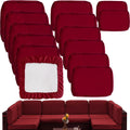 Outdoor Cushion Covers 14Pcs Patio Slipcovers Set - Dark Red