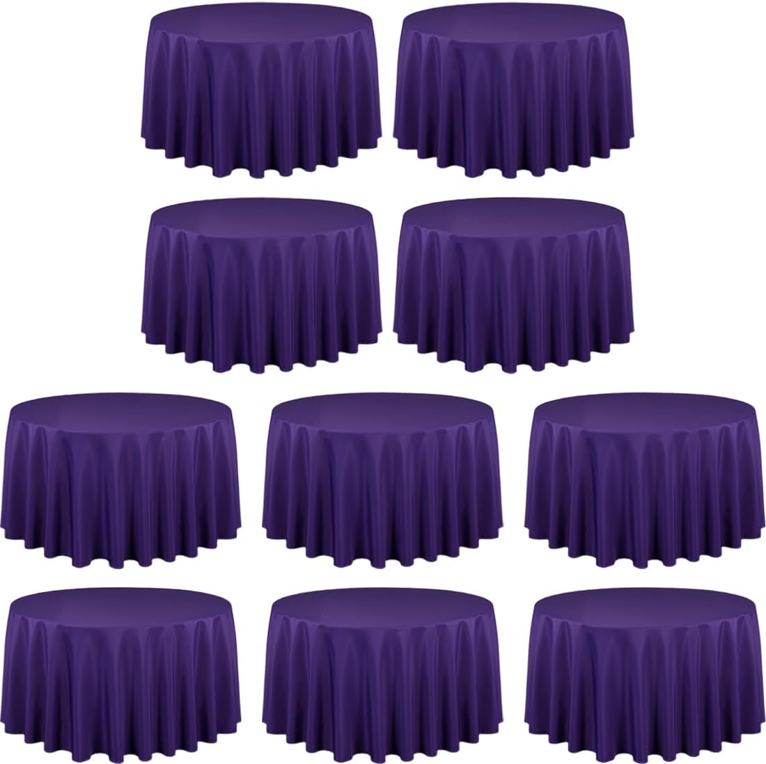 108 Inch Round Tablecloths for Weddings and Events - Purple