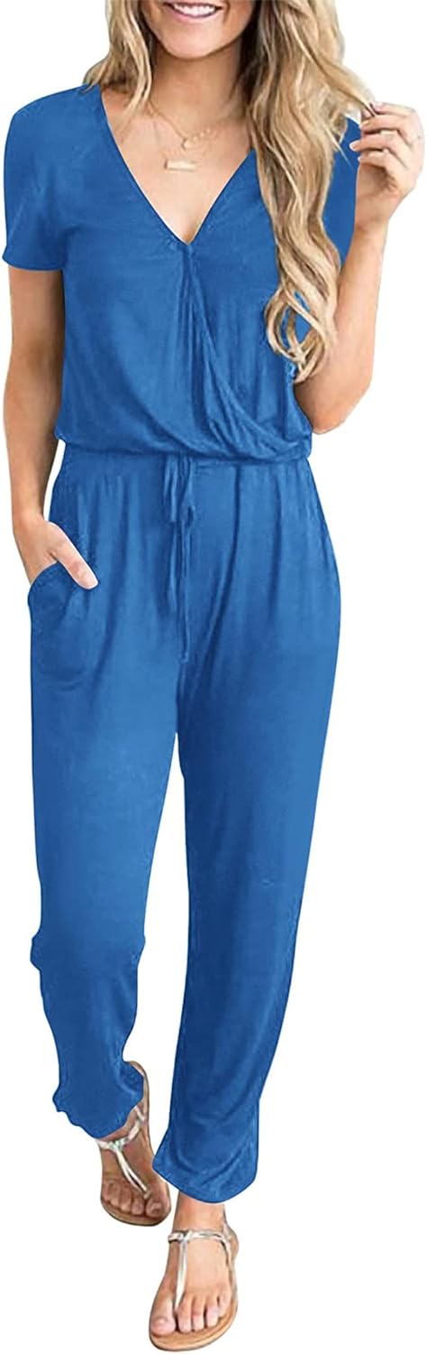 PRETTYGARDEN Summer Casual Short Sleeve Romper for Women