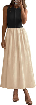 Maxi Dresses for Women Summer 2025 Patchwork Flowy Tank Dress