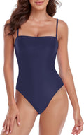 RELLECIGA Womens Bandeau One Piece Swimsuits - Retro High Cut Fit