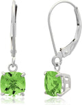10k White Gold Princess Cut Birthstone Square Stud Earrings - Timeless