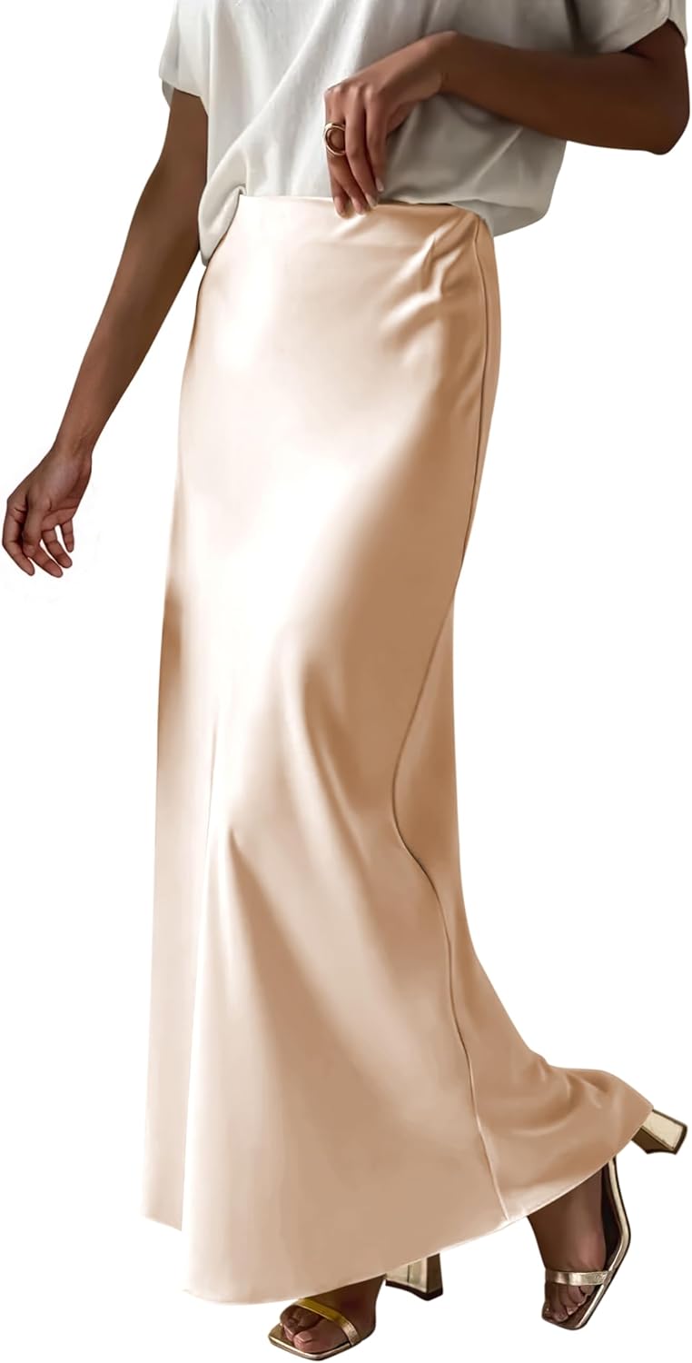 Elegant Women's Satin Maxi Skirt for Business and Parties