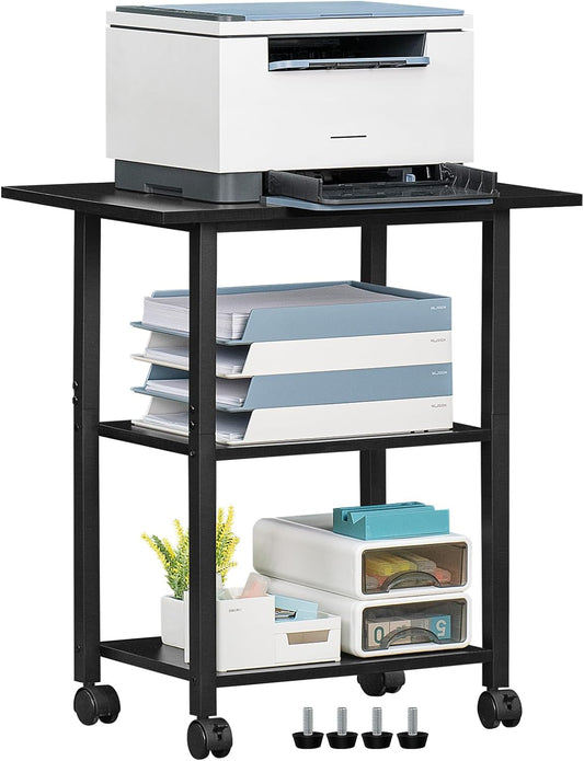 Lerliuo 3-Tier Printer Stand with Lockable Wheels for Office