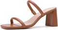 Women's Square Open Toe Heeled Sandals Two Strap Mules - Chunky