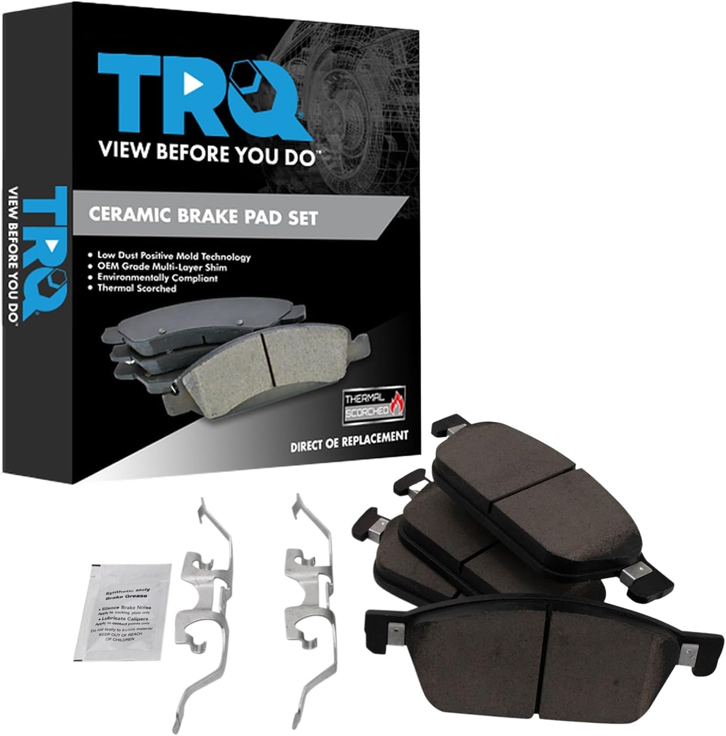 TRQ Front Brake Pads Ceramic for 2015-2018 Ford Focus & MKC